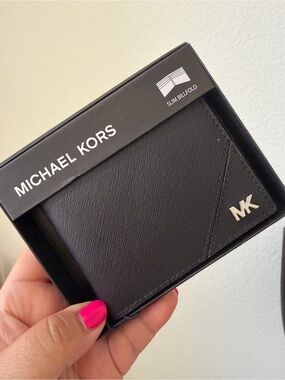 Michael Kors Black Men’s Money Clip Wallet with MK Accent